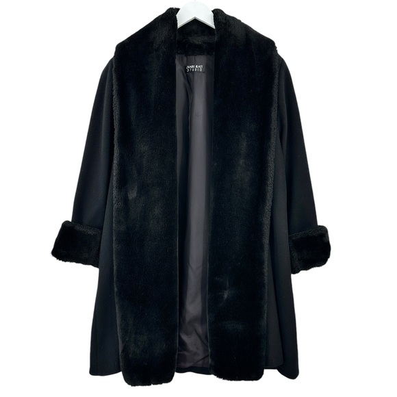 Vintage Jackets & Blazers - Vintage Searle Blatt Studio Black Fur Trimmed Wool Coat sz 6